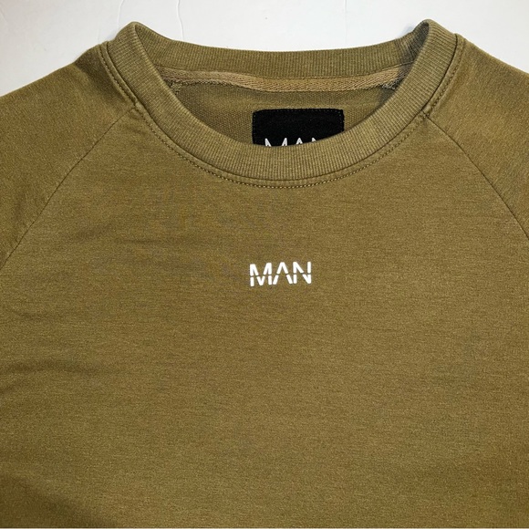 BoohooMAN Men’s Crew Neck Long Sleeve Sweatshirt Olive Green Sz L - Picture 2 of 12